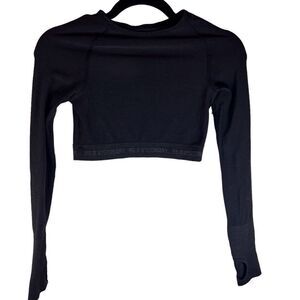 Fabletics‎ Women’s Cropped Long Sleeve Thumbholes Black Exercise Top XS